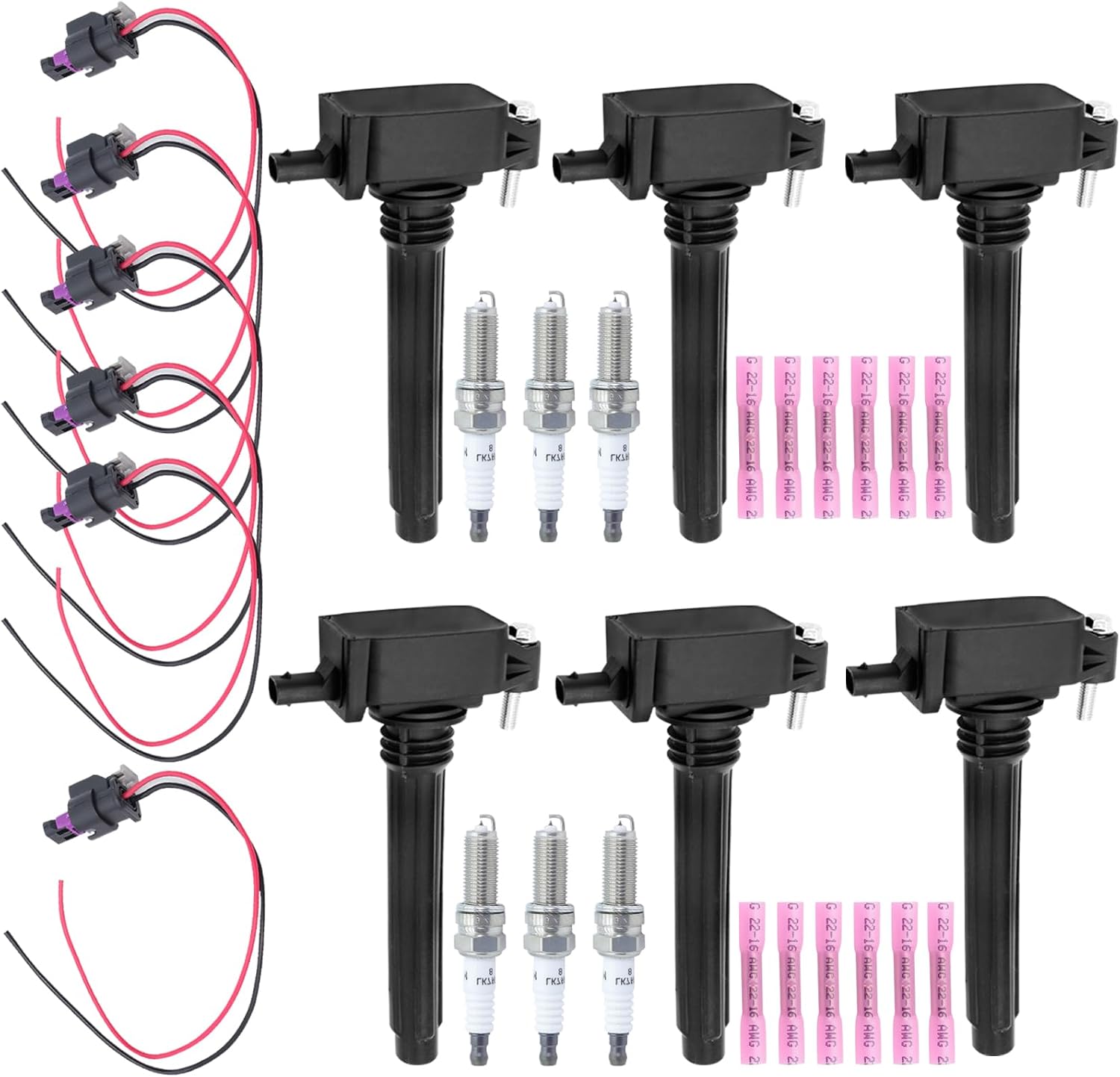SMMS 6PCS Ignition Coil Spark Plugs Kit for Chrysler, for Dodge, for Honda, for Hyundai, for Jeep, for Kia, for Mitsubishi, for Ram, 2008-2020 Replaces OE: 05149168AI + 93175 + 13587326