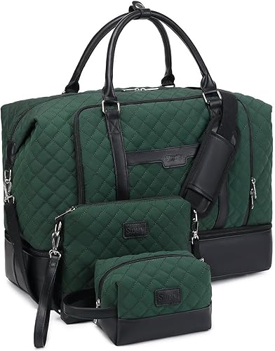 Bolsa de fin de semana, bolsa de viaje grande para mujer, bolsa de mano con compartimento para zapatos y bolsas de aseo