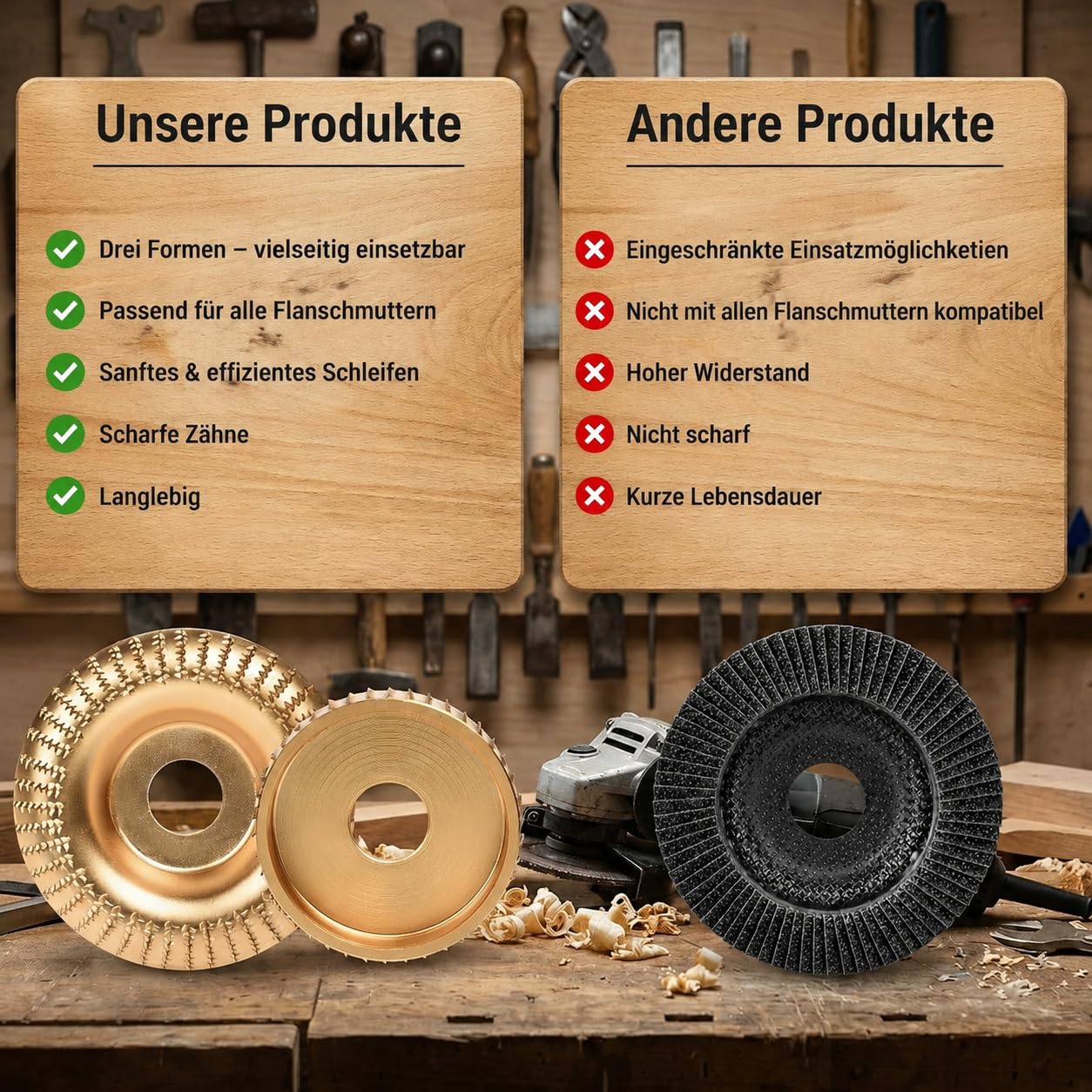 Wolframcarbid Schleifer,Holzschleifscheibe für Winkelschleifer,Schleifscheibe–Wolframkarbid-Rad,Holzbearbeitungswerkzeug für Winkelschleifer zum Formen,SchleifenundSchneiden,Schnitzen,Polieren (3pc)
