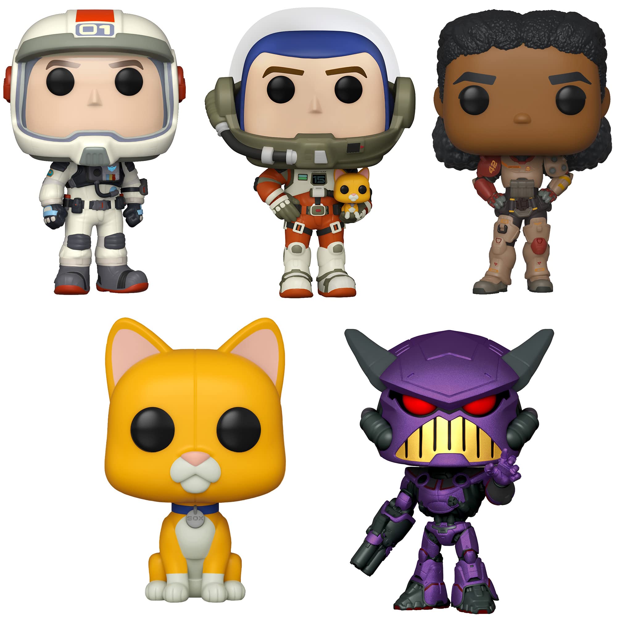 Funko POP Disney: Lightyear- Buzz Lightyear (XL-01) Buzz Lightyear (XL-15) with Sox Izzy Hawthorne Sox and Zurg