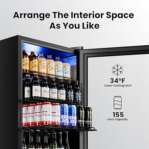 Miniatura 3 de Refrigerador de bebidas, refrigerador de bebidas de 48 botellas con puerta de vidrio para cerveza de soda o vino, enfriador de bebidas con control