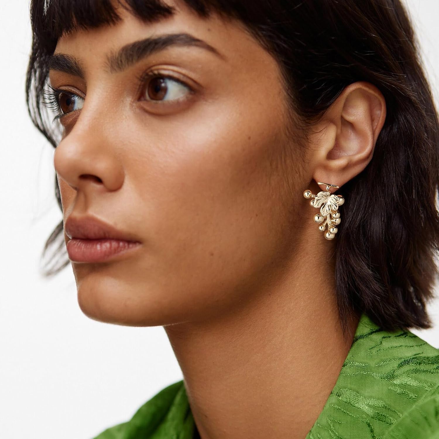 HZMAN Gold-Plated Brass Grapes Stud Earrings for Women Cute Fruit Earrings for Women Charm Jewelry Gift - Image 2