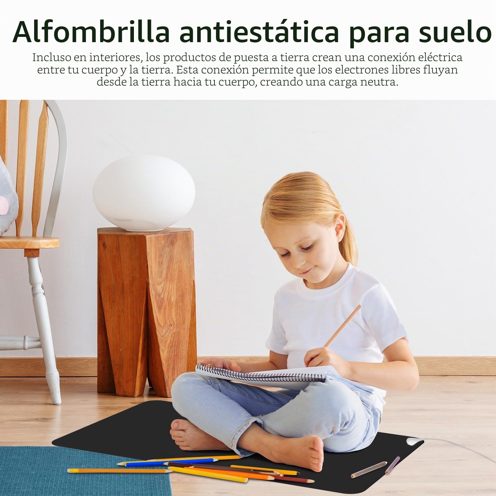 Esterilla de Tierra,40x60cm La Alfombrilla de Tierra te Conecta con la Tierra,Alfombrilla Antiestática con Cable de Tierra de la UE,Alfombrilla de Ratón para Debajo del Escritorio,Mesa,Sofá,Yoga