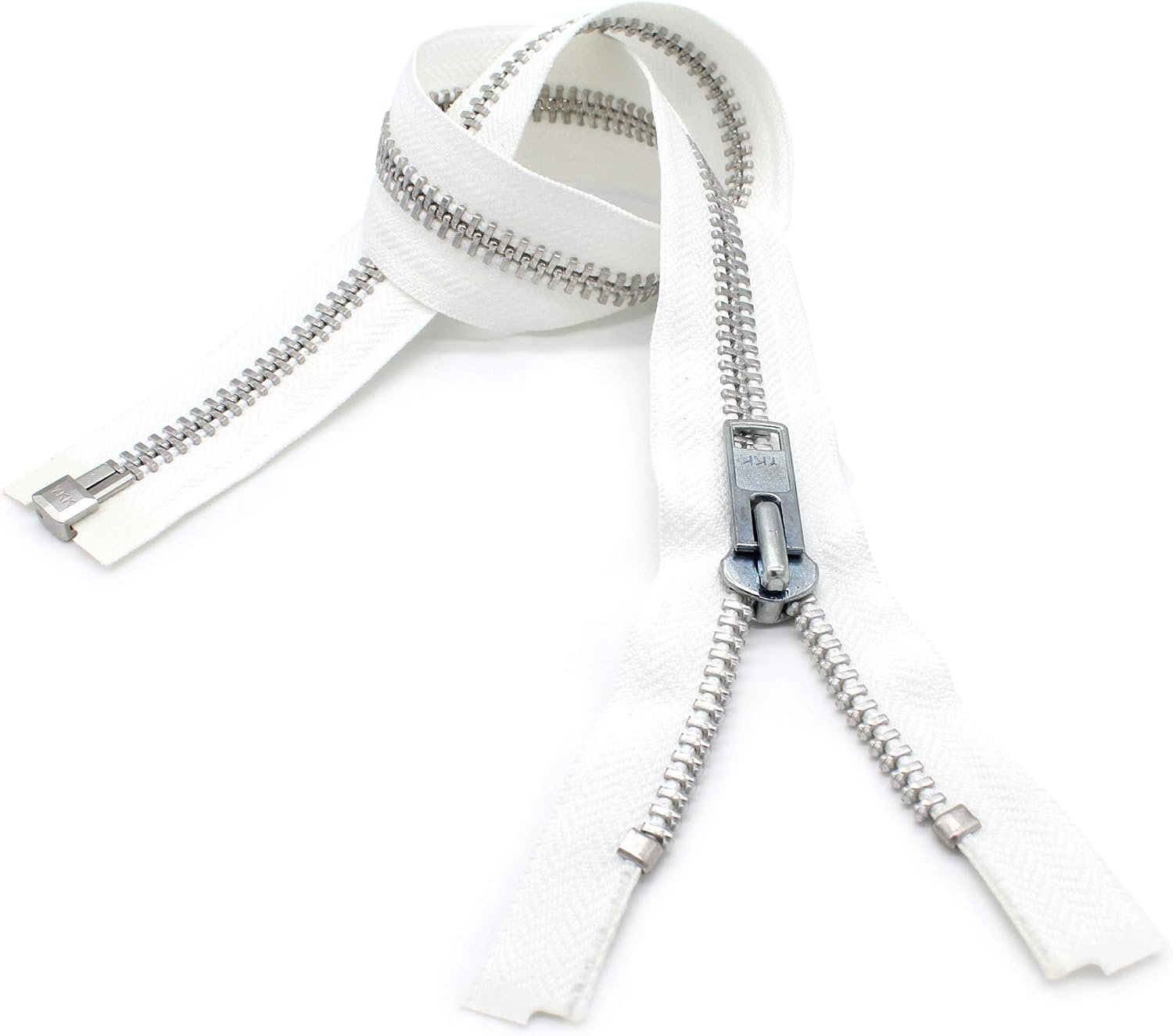 YKK #10 Extra Heavy Duty White Aluminum Separating Chaps Zipper - Choose Your Length - Color: White (1 Zipper Per Pack) (10" Inches)