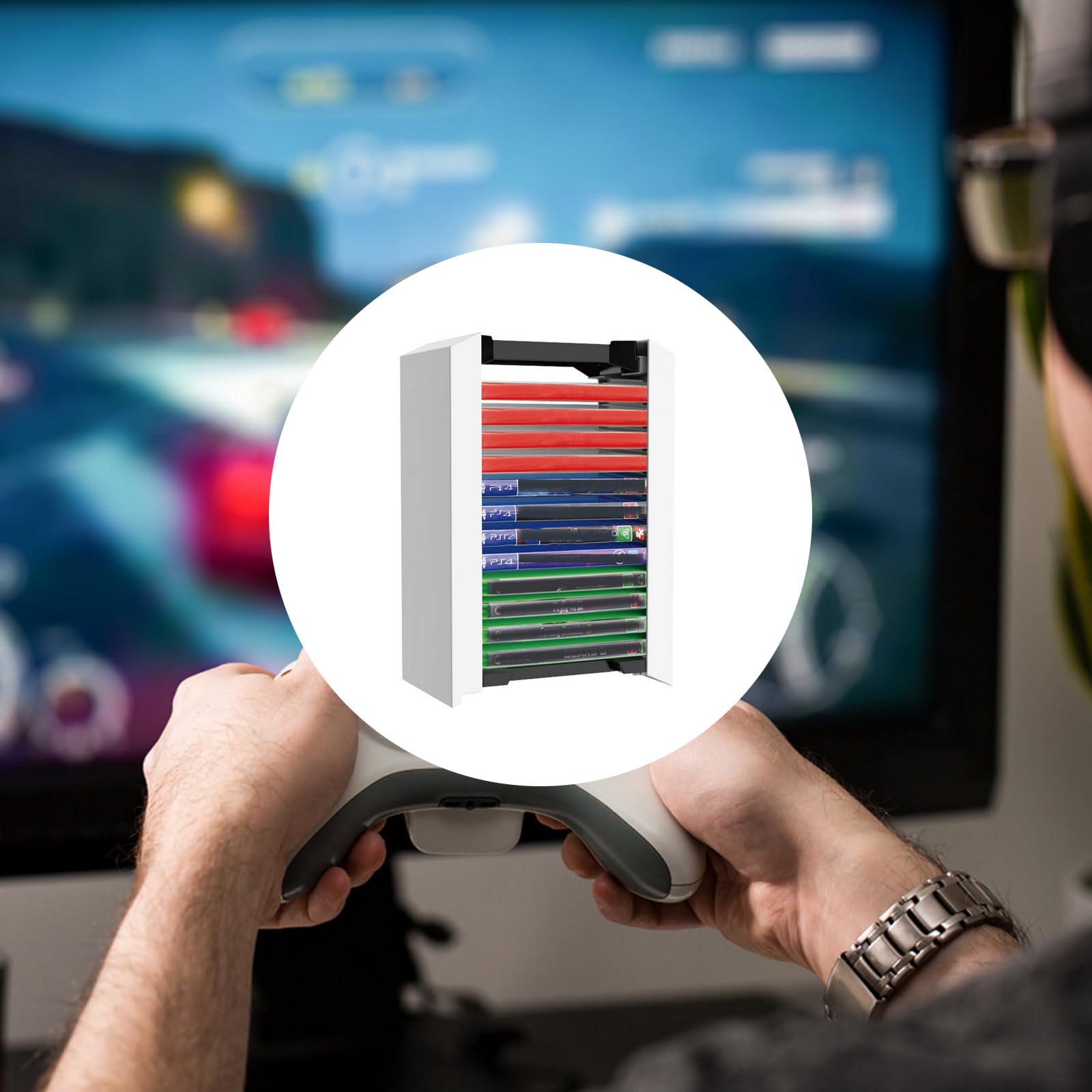 SOONHUA Support de Disque de Jeu, Tour de Rangement de Jeux PS5,Support de Rangement pour 12 Disques de Jeux PS5