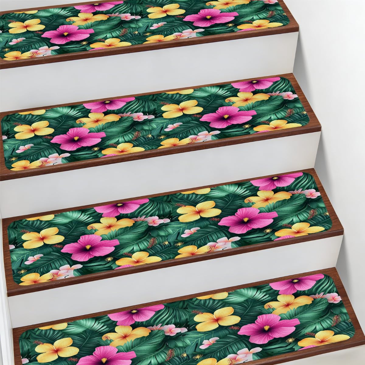 Alfombra para escaleras de interior para ancianos y niños tapete Mexpekil hibisco de 7.8x30 pulgadas 1