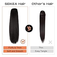 Vista 3 de SEIKEA Extensiones de cola de caballo con cordón, largo y lacio, cola de caballo falsa, natural, suave, extensiones de cabello sintético, resistente