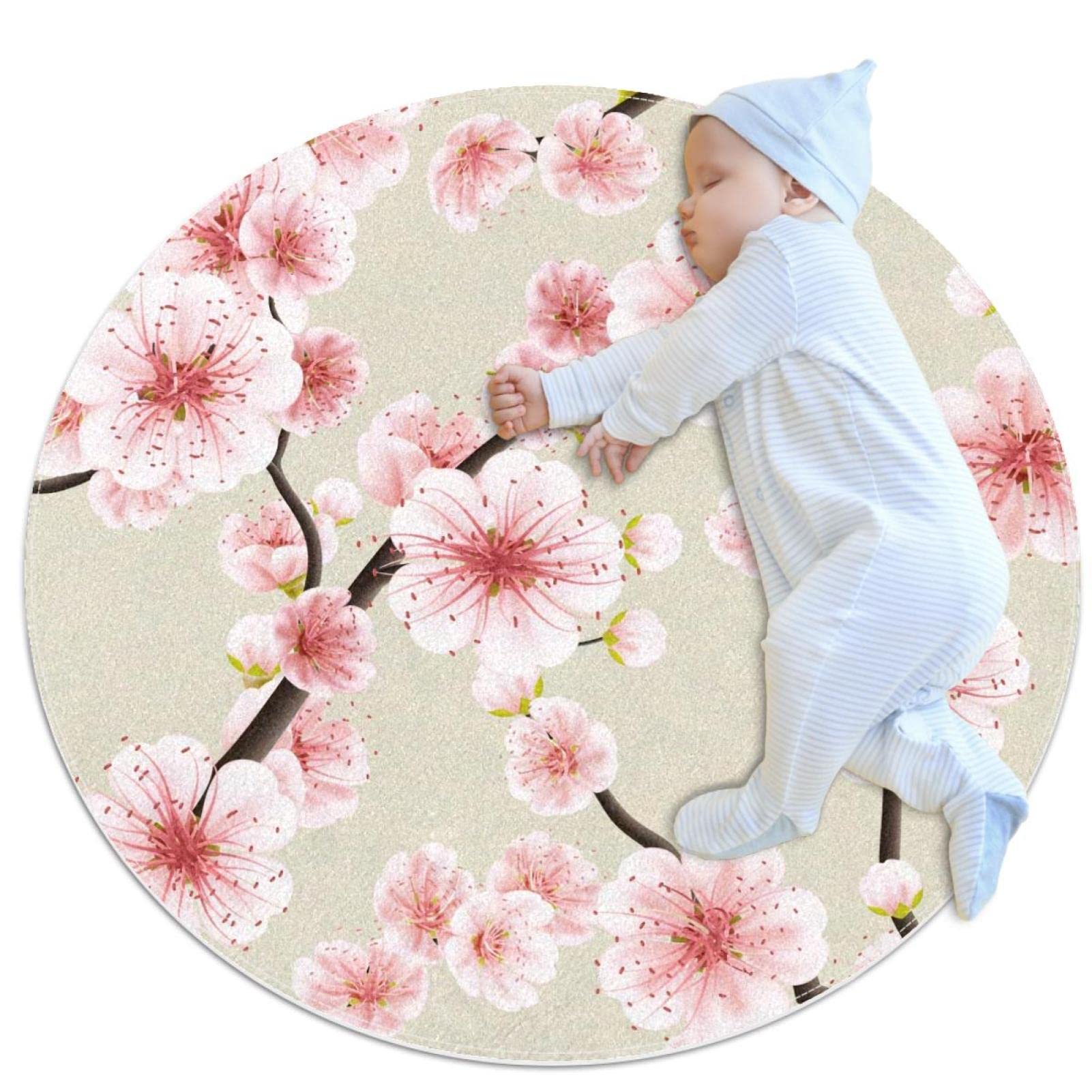 Tapis fleurs de cerisier rond pour canapé et chambre à coucher cosy