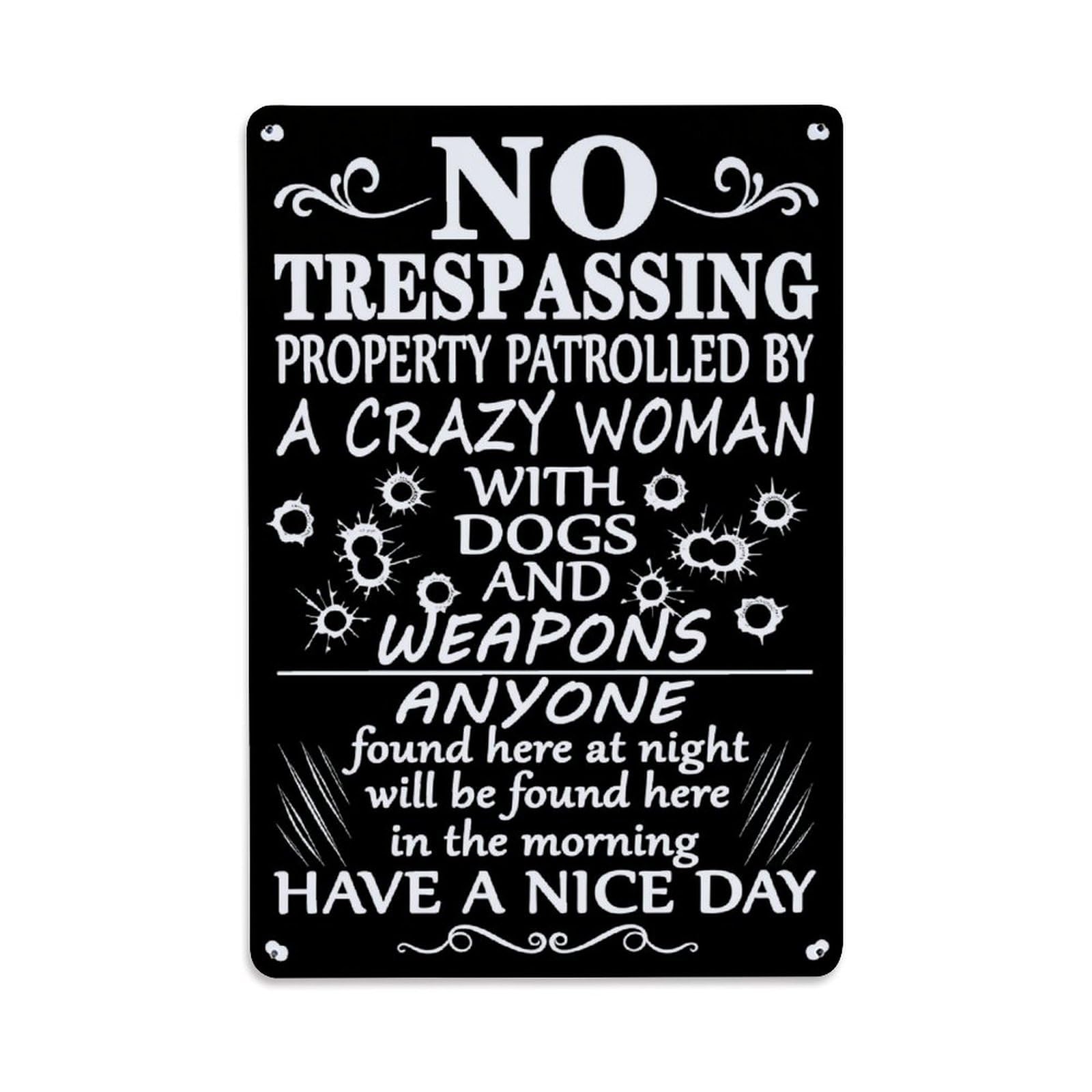 Enderetf Vintage No Trespassing Warning Sign Tin Sign Metal Poster, Home Bar Garage Man Cave Cafe Indoor & Outdoor Wall Decoration 8X12inches