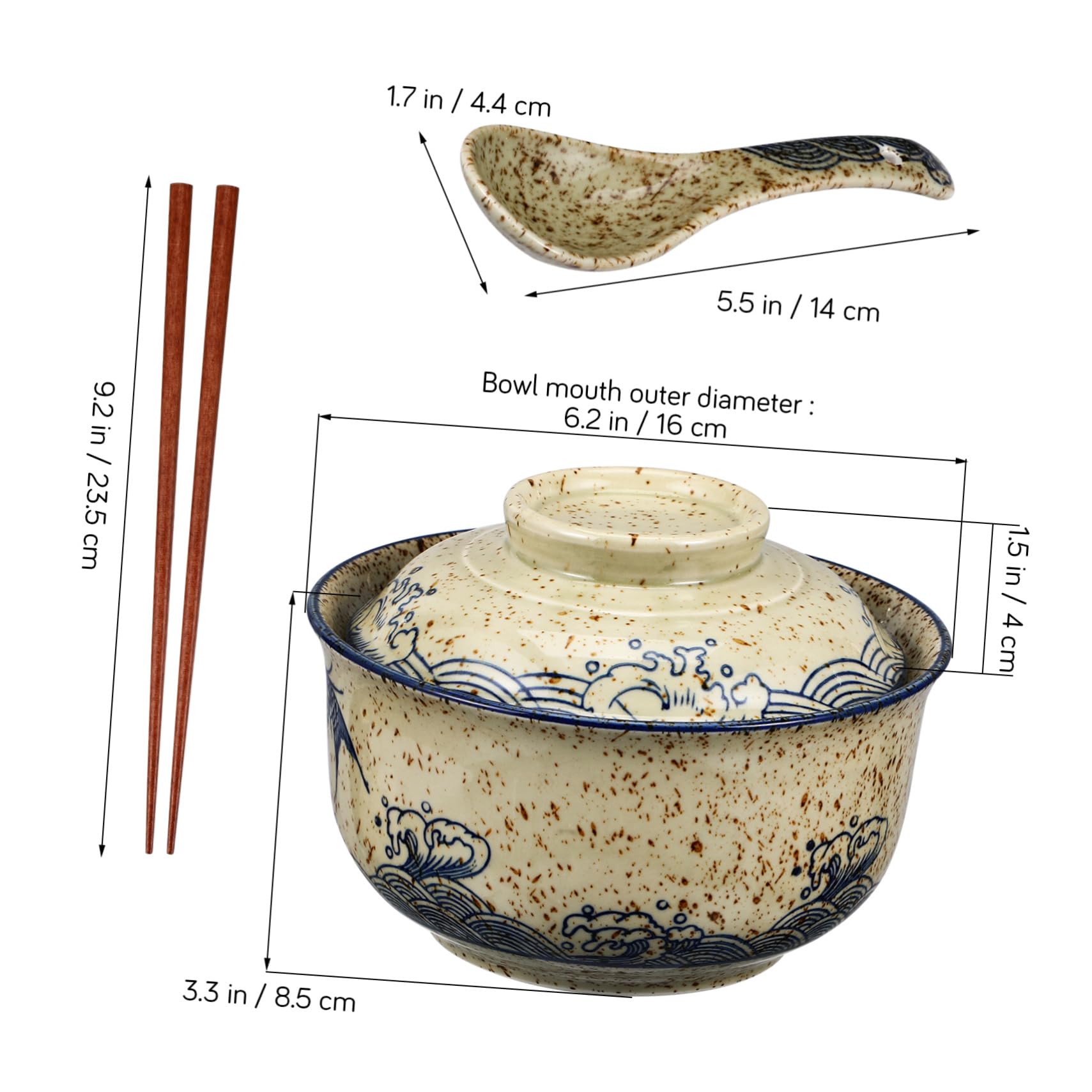 1satz Ramen Nudel Schüssel Set Keramik Mit Deckel Essstäbchen Und Für Ramen Suppen Und Design Für Familie Und Gäste