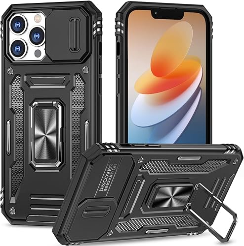 SEFING Funda para iPhone 12 Pro Max, funda para iPhone 12 Pro Max con funda para cámara, con soporte de anillo y función de montaje magnético para