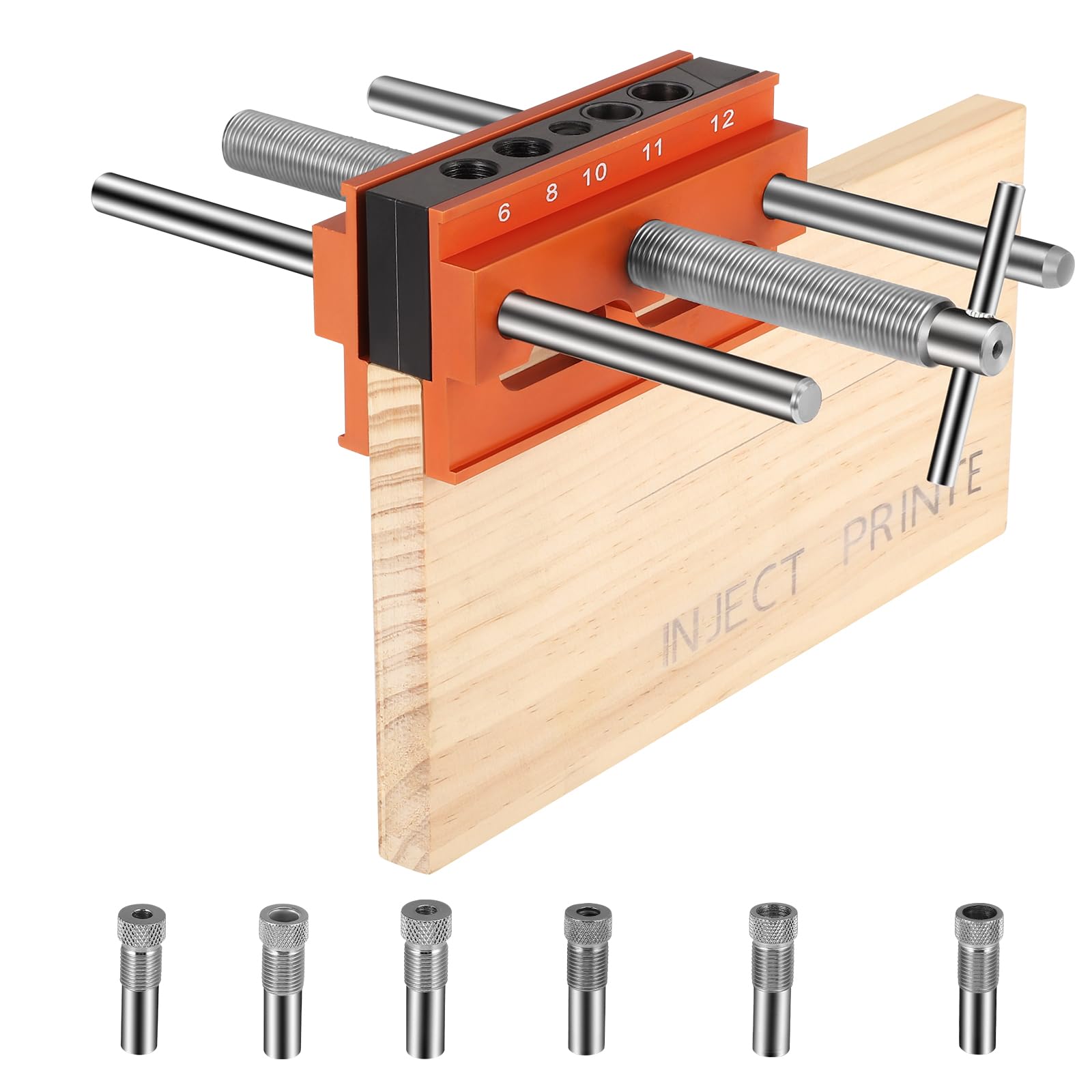 Self Centering Doweling Jig Kit,Drilling Guide Bushings Set,Dowel Jigs Woodworking Tools with 6 Bushings,Adjustable Holes Biscuit Joiner Set for 10mm to 170mm