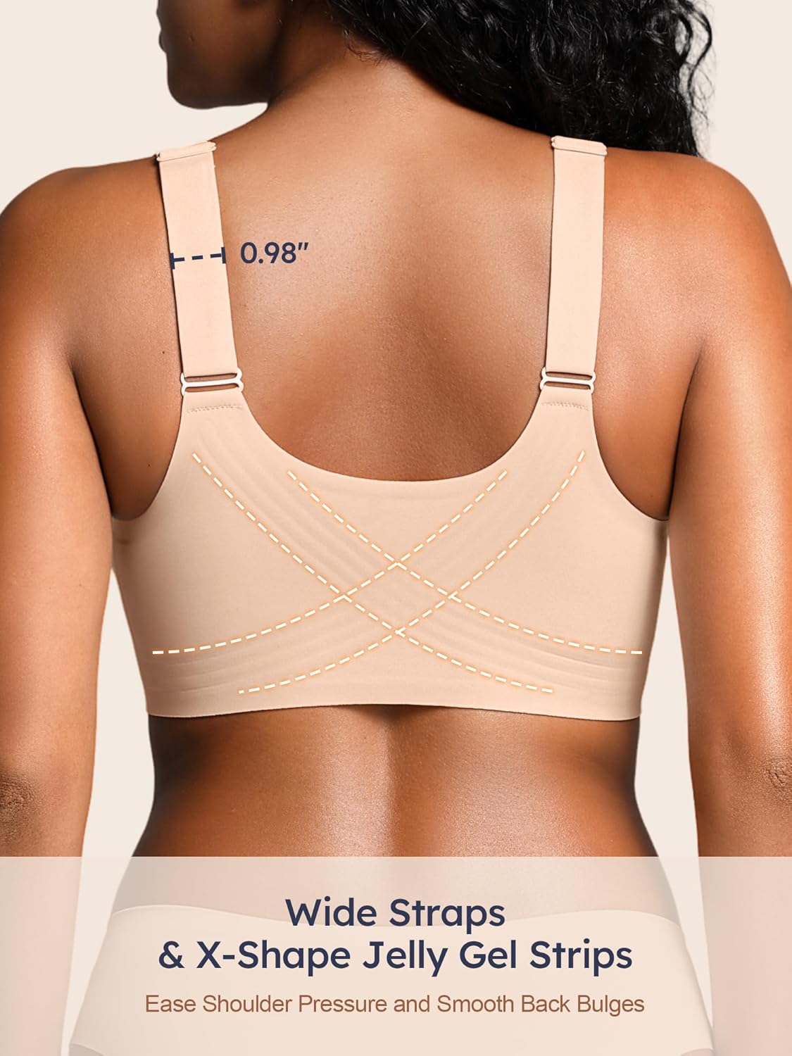 Front Closure Bras for Women - M-4XL - Wireless Jelly Bra with 2 Hook & Eyes No Underwire Seamless Tshirt Bralettes - Image 4