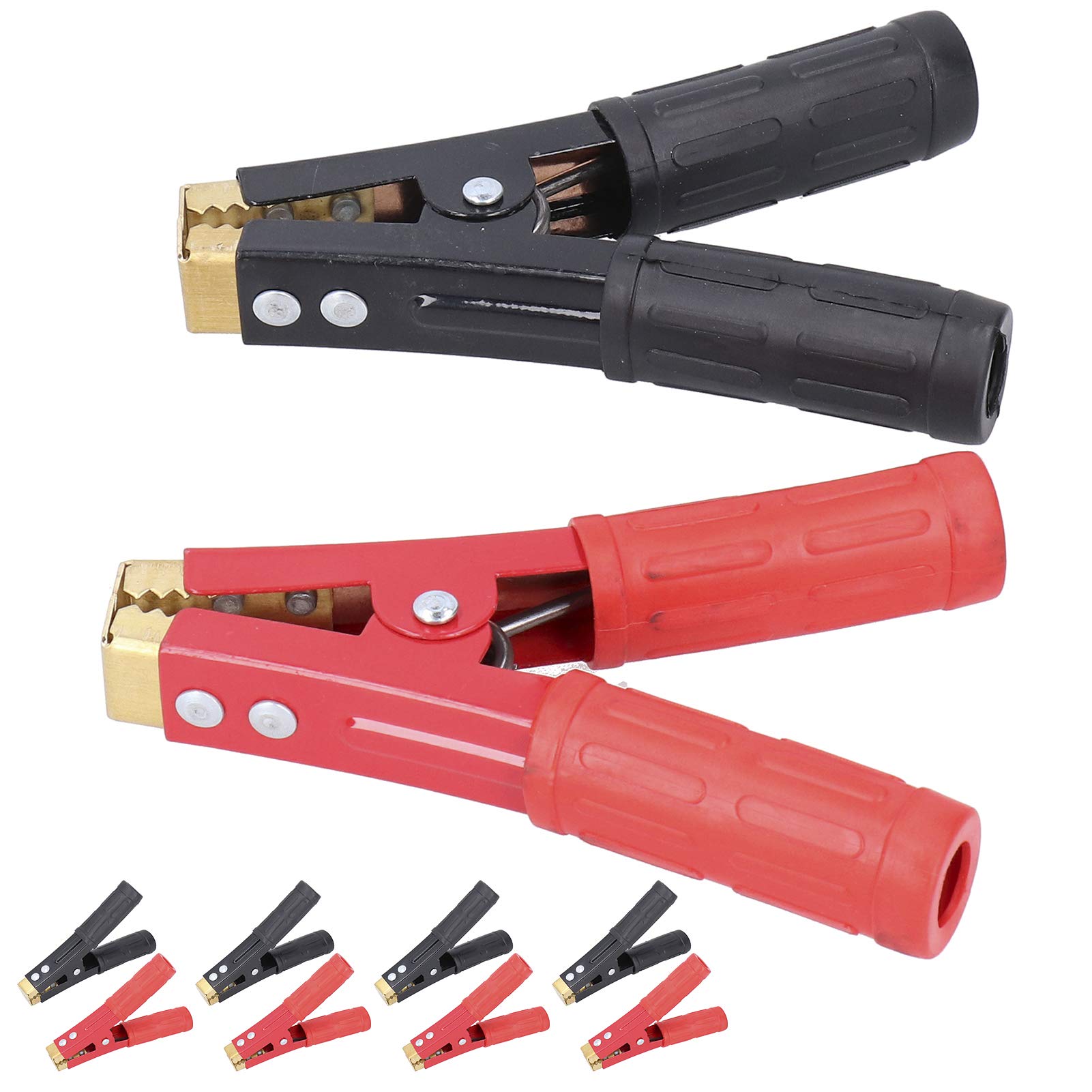 5 Paia Morsetti a Coccodrillo Isolati per Cavi Batteria – Kit Tester Elettrico 1000A – Molla in Rame Resistente, Ampia Apertura per Circuiti Elettrici Auto