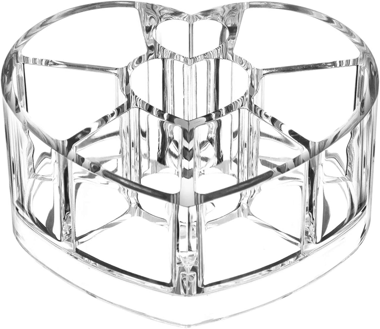 ExeQianming Cosmetic Organizer, Clear Creative Heart Shape Lipstick Holder Display Stand Cosmetic Organizer Makeup Case