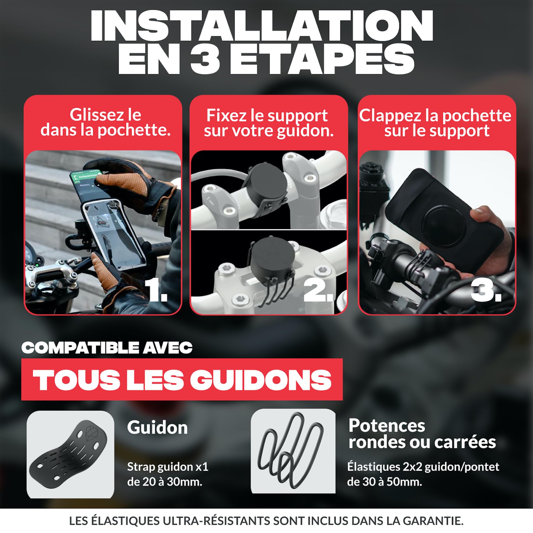 Shapeheart Support Téléphone Moto Magnétique Universel - Pochette Étanche Tactile 2XL - Fixation Guidon Moto, Scooter, Trottinette - Housse Smartphone Imperméable - Maintien Stable et Rapide