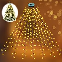 Christmas Tree Lights, 16 Wires-2M 400LED Christmas Lights Outdoor Timer, IP65 LED Christmas Tree Lights with Ring, 8 Modes Christmas Lights Outdoor, Christmas Decorations for Tree, Indoor, Indoor