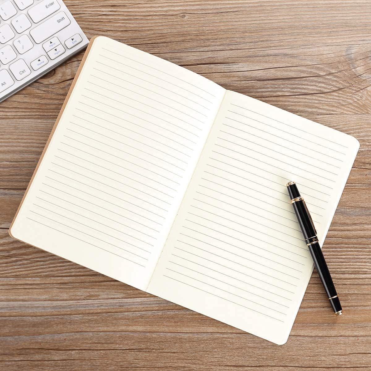 YBCPACK Paquete de 20 cuadernos rayados A5, cuaderno de tapa marrón kraft a granel, cuaderno de notas para estudiantes, viajeros, oficina, 60 páginas a línea/30 hojas