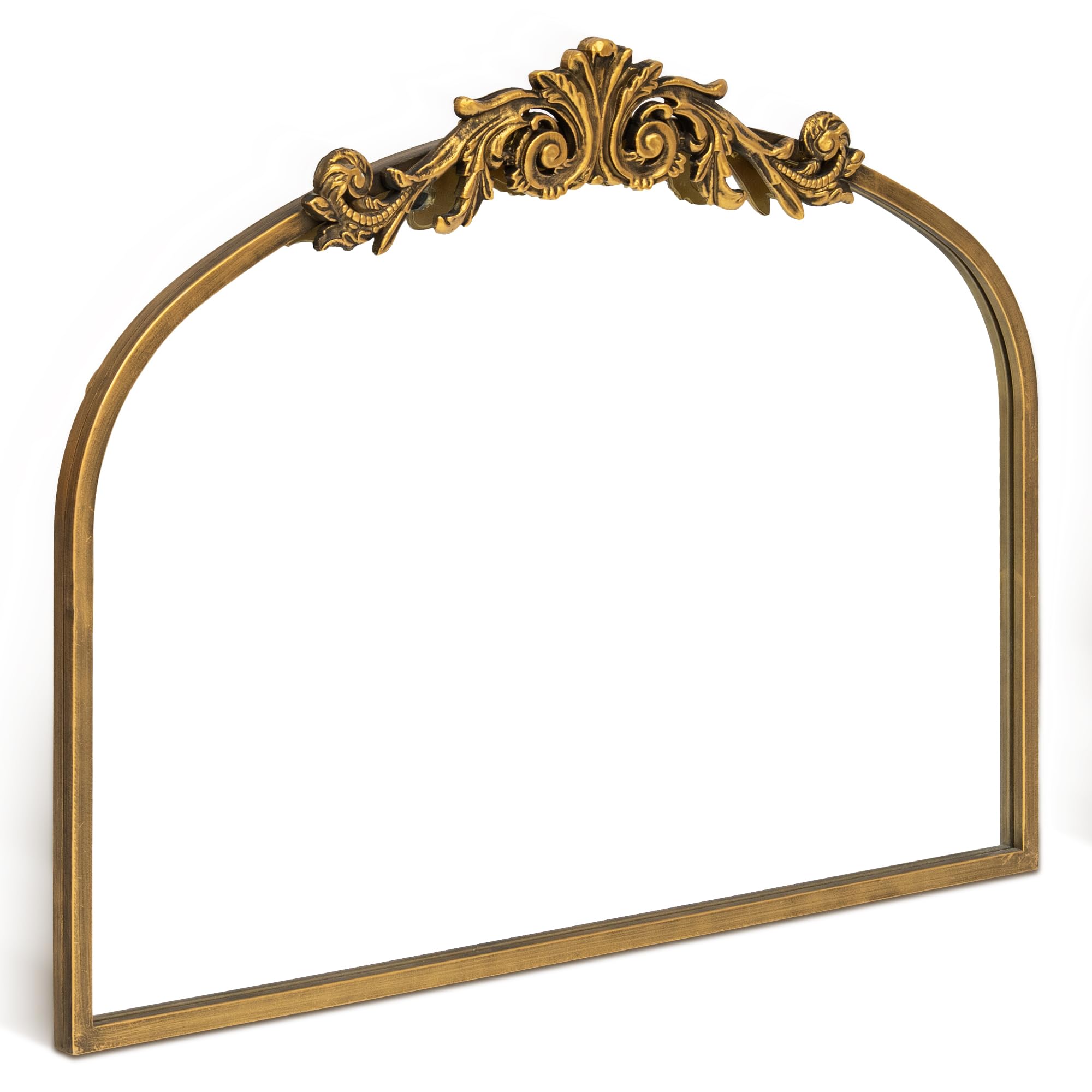 Barock Spiegel Goldrand 80x60(H) cm - Prunkvoller Halbrunder Wandspiegel mit Bögen für Wohnzimmer & Flur, Antik-Vintage Design, Dekorative Wanddekoration