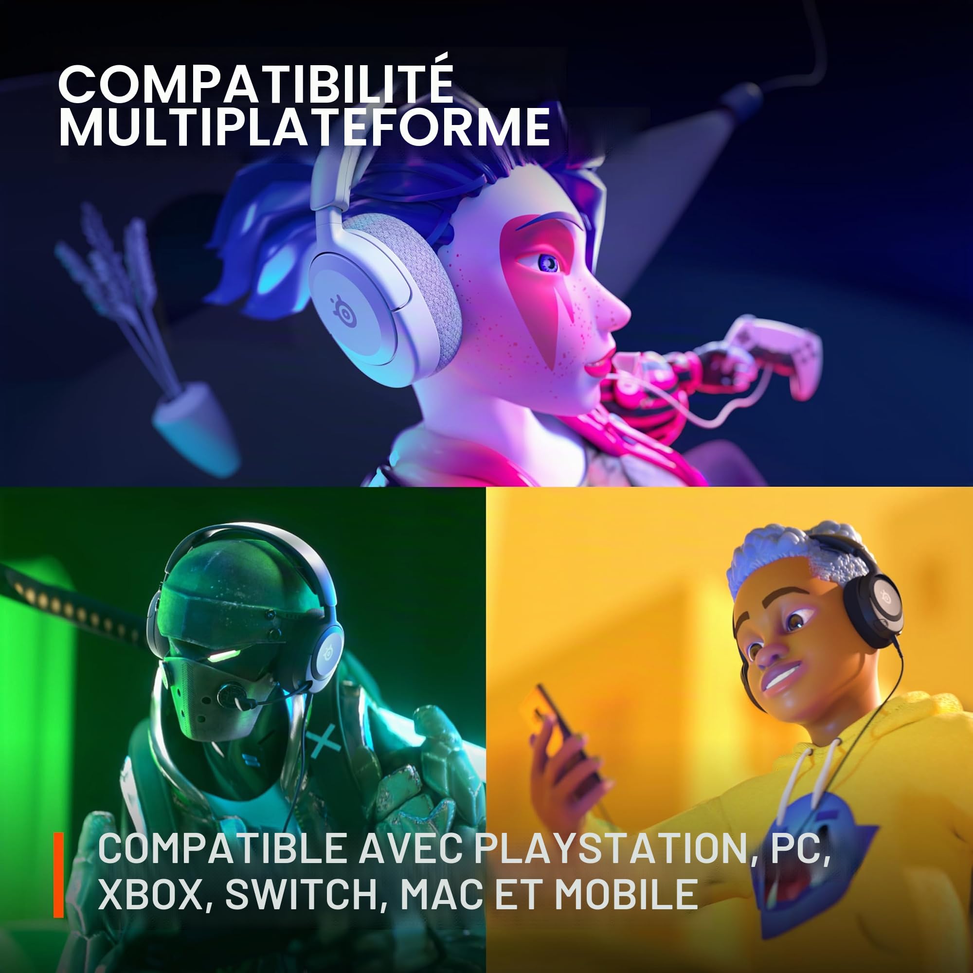 SteelSeries Arctis Nova 1P Casque de Jeu multisystème — Pilotes Hi-FI — Audio Spatial 360° — Conception Confortable — Durable — Léger — Micro antibruit — PS5/PS4, PC, Xbox, Switch - Blanc