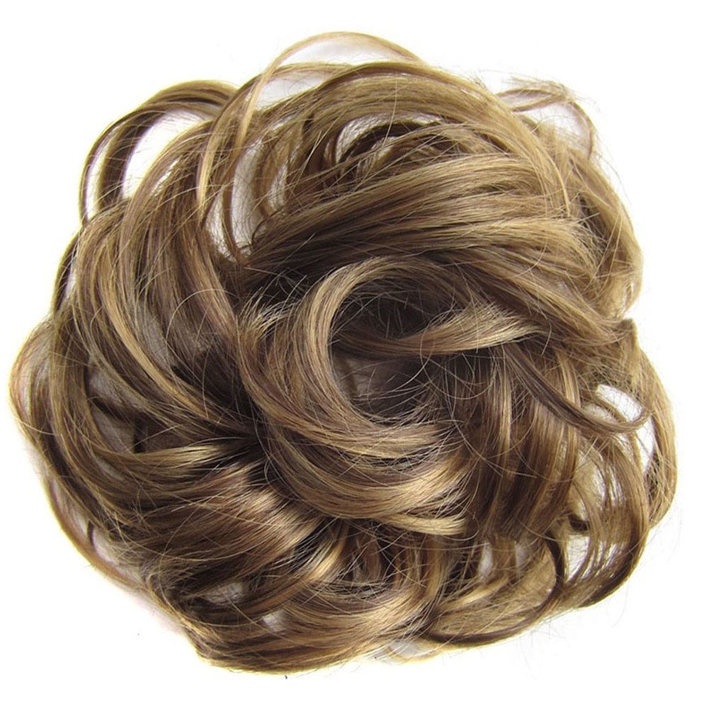 Gemini_mallScrunchy Scrunchie Hair Bun Updo Hairpiece Hair Ribbon Ponytail Extensions Hair Extensions Wavy Curly Messy Hair Bun Extensions Donut Hair Chignons Hair Piece Wig (Blonde mix 11#)