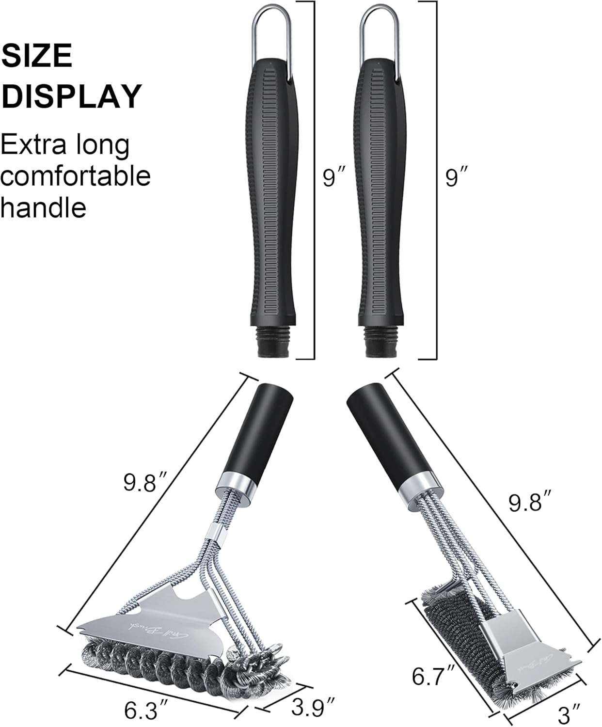 AJIJING Grill Brush and Scraper,2 Pack BBQ Grill Cleaning Brush 18" Stainless Steel Wire Bristle BBQ Grill Cleaner Brush Scraper Accessories for Gas Grill Weber Charcoal Porcelain Ceramic Iron Grill : Patio, Lawn & Garden