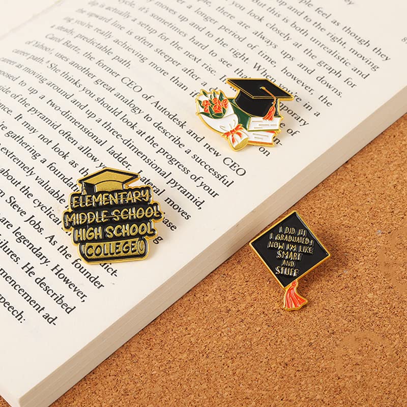Image of coadipress 4Pcs Cute Graduation Cap Brooches For Women Diploma School Graduate Enamel Lapel Pin Graduation Season Accessories For Party Supplies And High School Graduation Caps