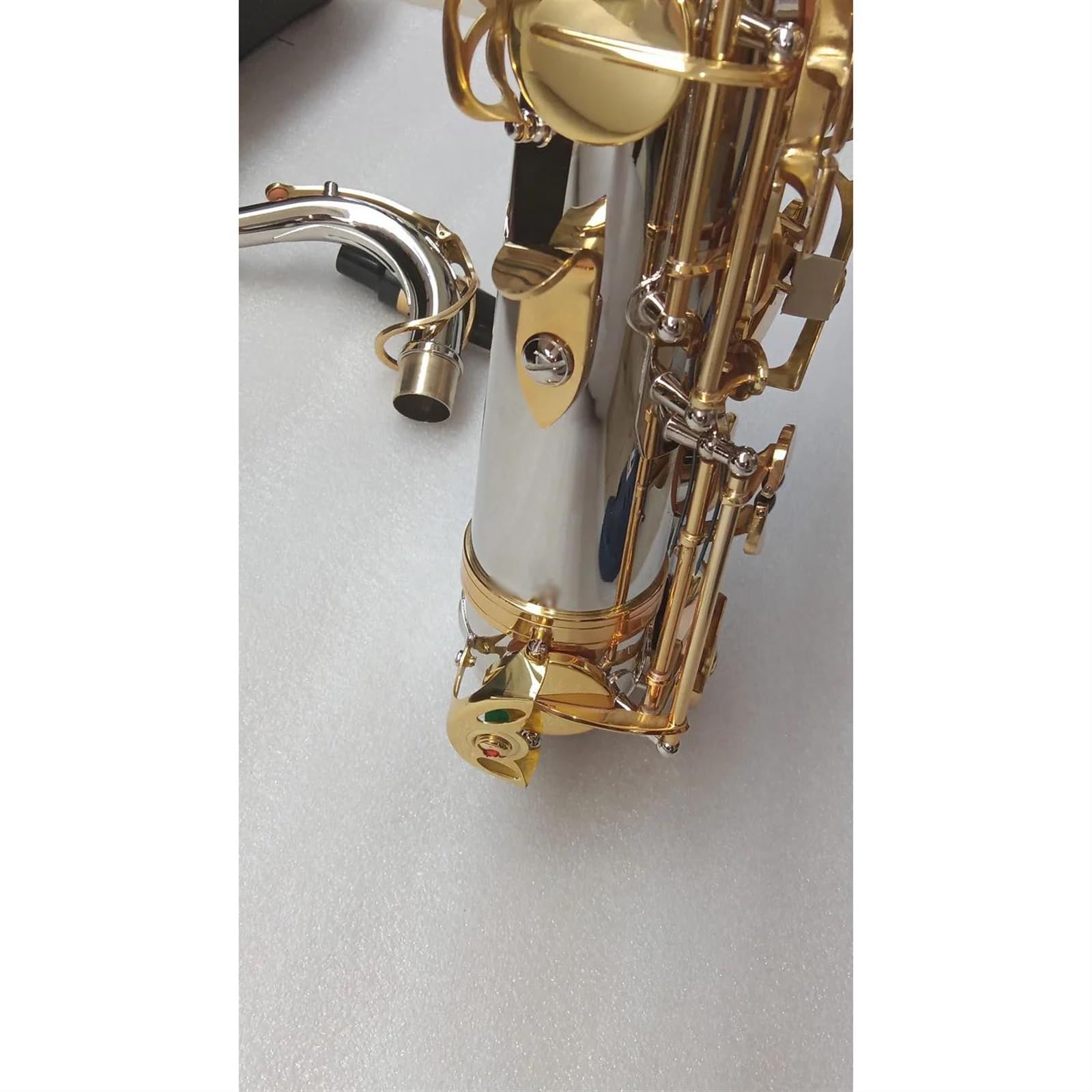 Saxofón Bb Saxofón Tenor Profesional Instrumento Musical Latón Níquel Plata Llave Dorada Saxo Tenor Instrumento De Jazz (Color : Leather bag)