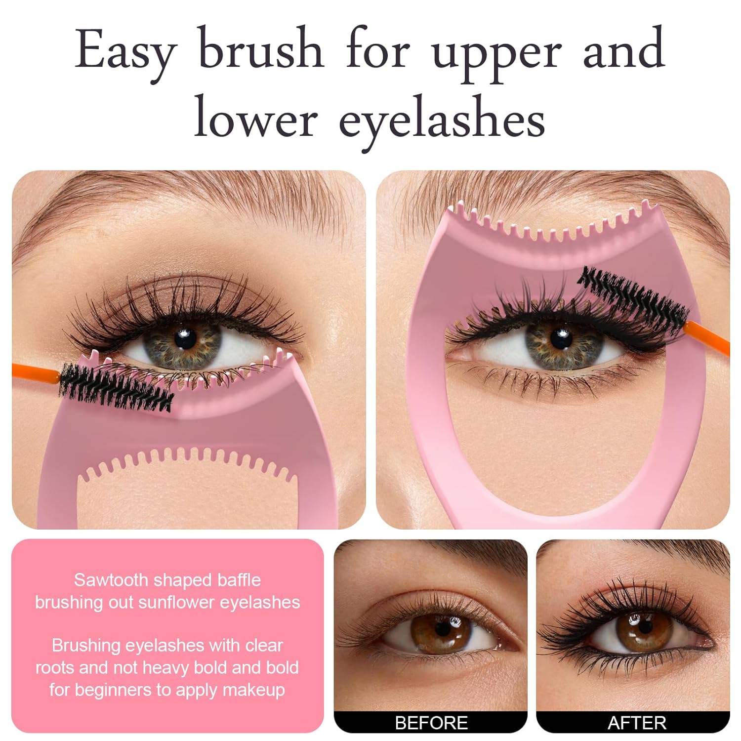 Mascara Shield Applicator Guard,lash Buddy,Makeup Lash Tool,Lash Separator Tool,Lash Applicator Tool,Reusable Makeup Tool,with One Premium Lash Brushes,Beginners Friendly for Women (Pink)