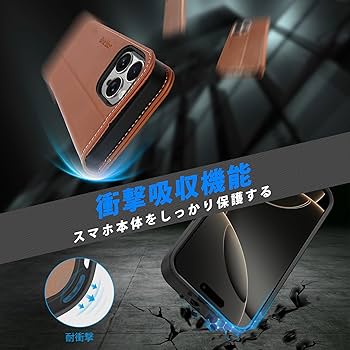 Amazon.co.jp: SHIELDON iPhone16 ProMax 対応手帳型ケース 2in1