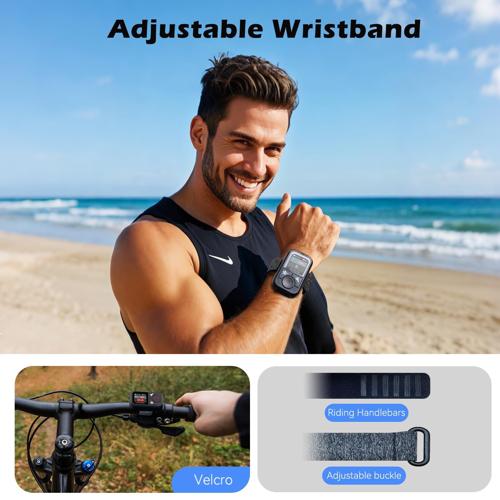 Telecomando Remote Controllo per GoPro Hero: Senza fili Bluetooth Controller fotocamera per GoPro Hero 13 12 11 10 9 8 Black MAX Telecomando con cinturino da polso Display LCD a colori