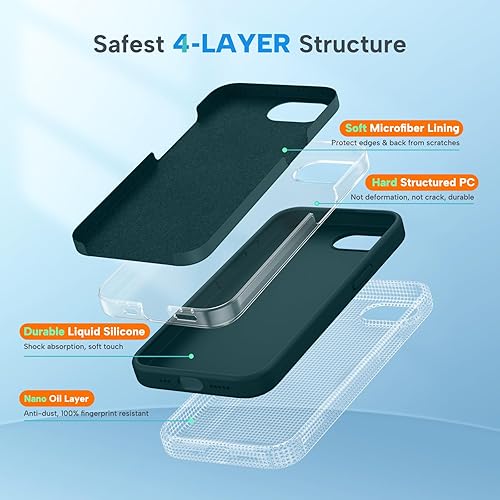 Miniatura 1314 de Miracase - Funda diseñada para iPhone 11 con protector de pantalla, funda de goma de silicona líquida, protección total contra caídas y a prueba
