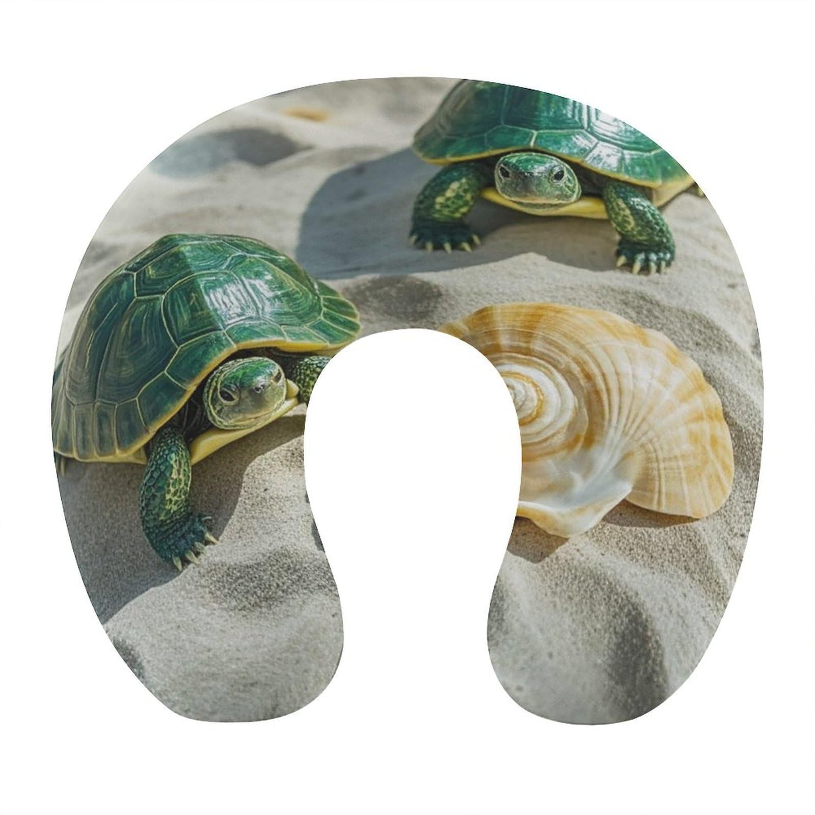 FekiLoot Two Turtles and Shells Travel Pillow Comfortable U Shape Memory Foam Pillows Neck and Head Support Portable Travel Neck Pillow Suitable for Planes Trains Self-Driving Cars