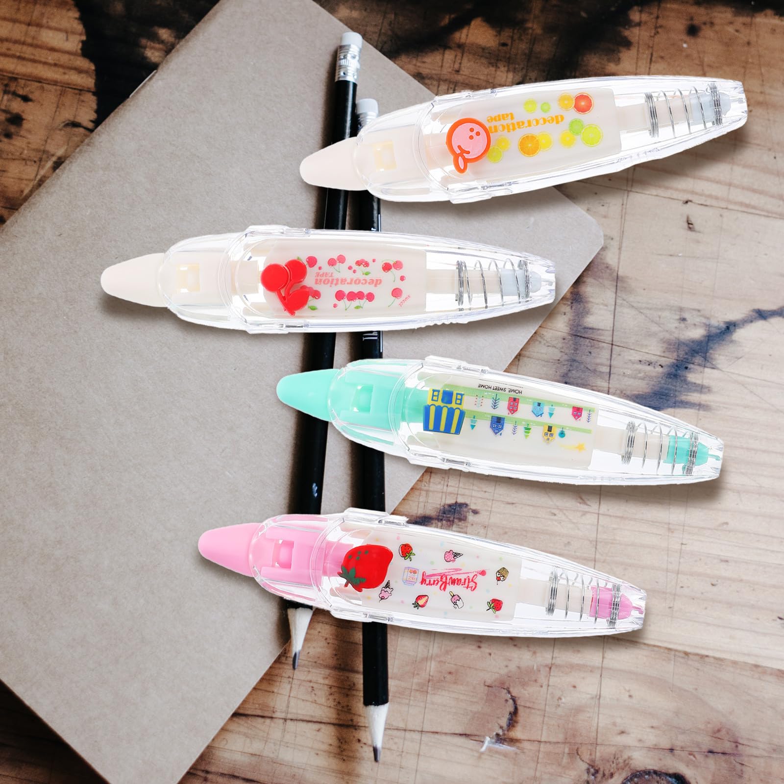 Operitacx 12stücke Kreative Korrekturband Dekorativen Designs Einfach Zu Bedienendes Korrekturwerkzeug Für Scrapbooking Notizbücher Und Schulbedarf Zufälligen Farben