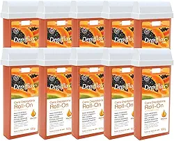Kit 10 Refil Cera Depilatoria Corporal Profissional Depilação Roll On Depilflax Mamao 100g