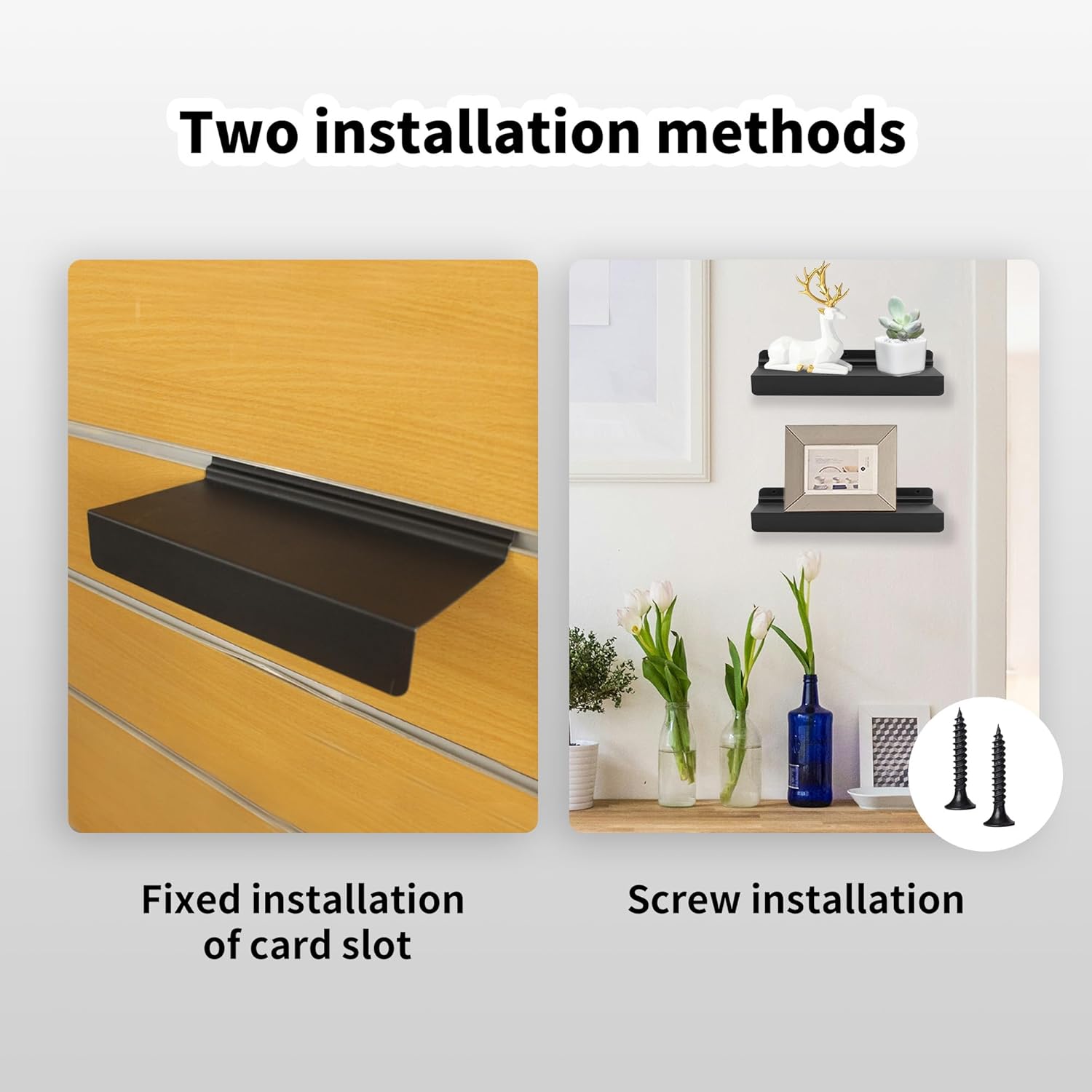 4x10 Inch Metal SlatWall Shelves, 8 Pack Black Slat Wall Shelves Accessories, Heavy Duty Slatwall Shelf for Wall Home Shoe Stores Supplies