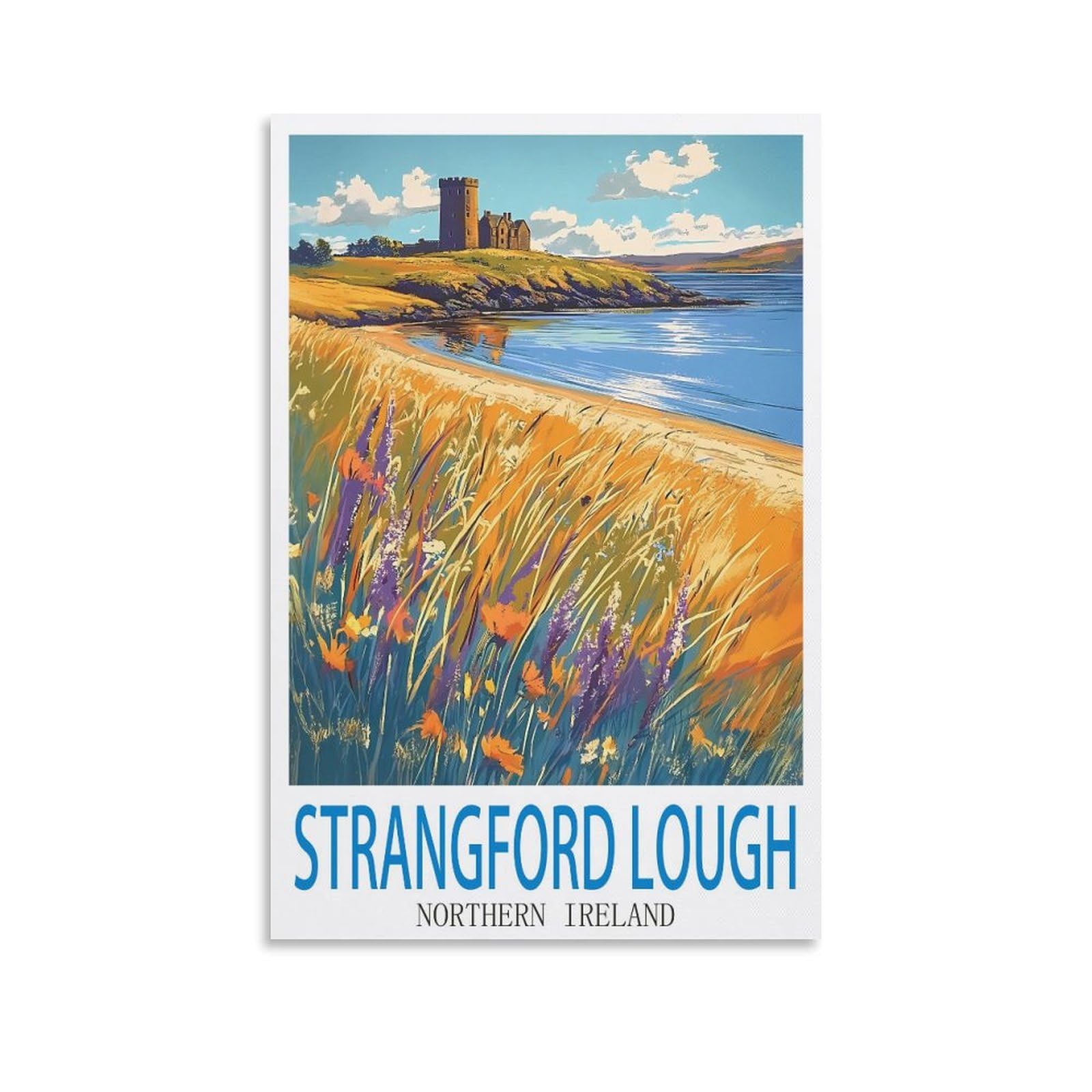 Naegv V066 5D Diy Diamond Art Kit，Strangford Lough Northern Ireland Diamond Painting Kit Round Full Drill With Tools, Diy Crystal Gem Art Craft For Home Wall Decor 30X40cm