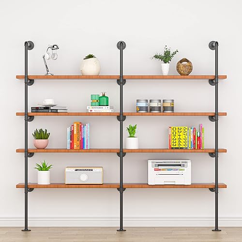 Miniatura 7 de Soportes industriales de tubería de hierro, estantes de tubería de bricolaje montados en la pared para cocina, decoración de sala de estar y