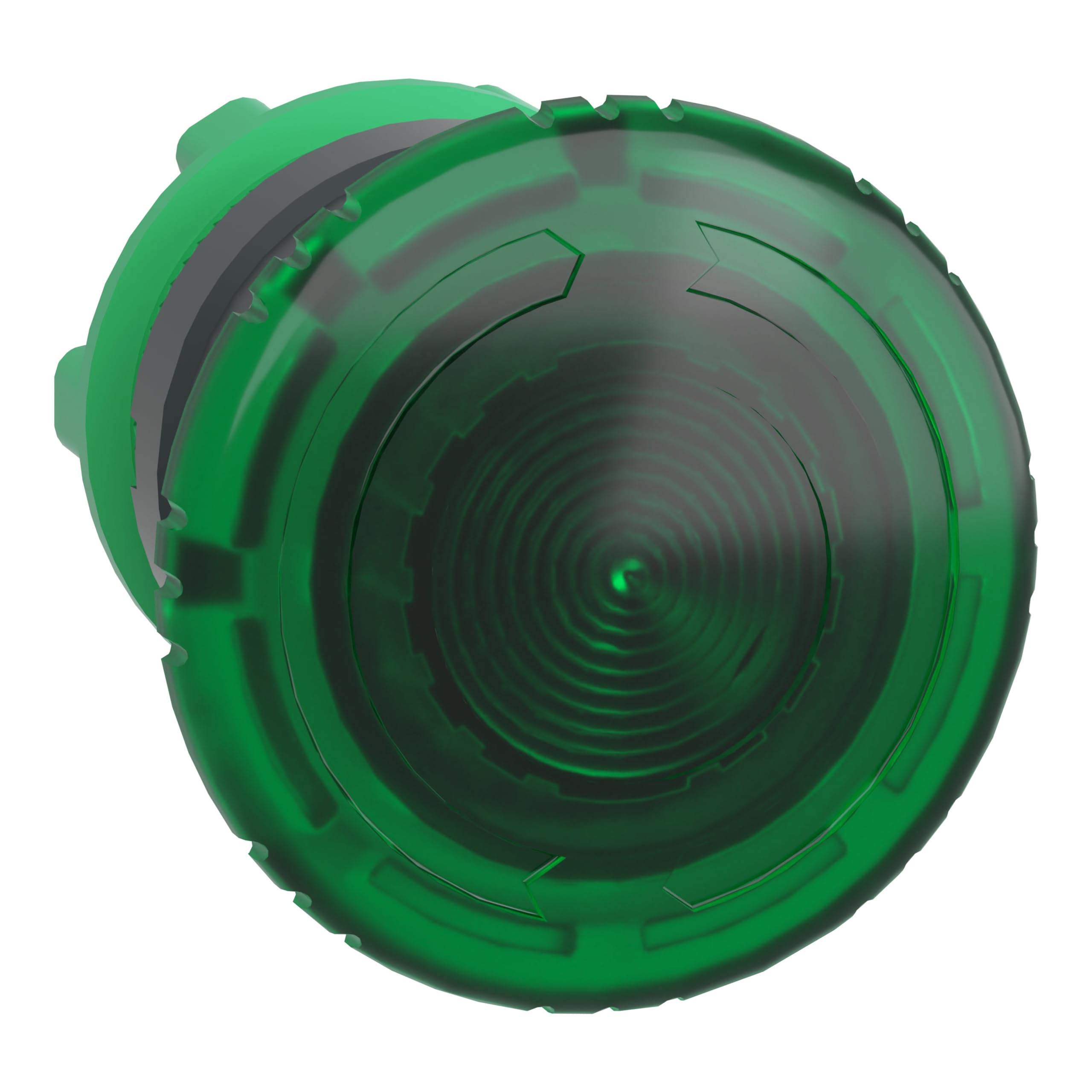 Tête bouton poussoir coup de poing lumineux vert pour commande industrielle