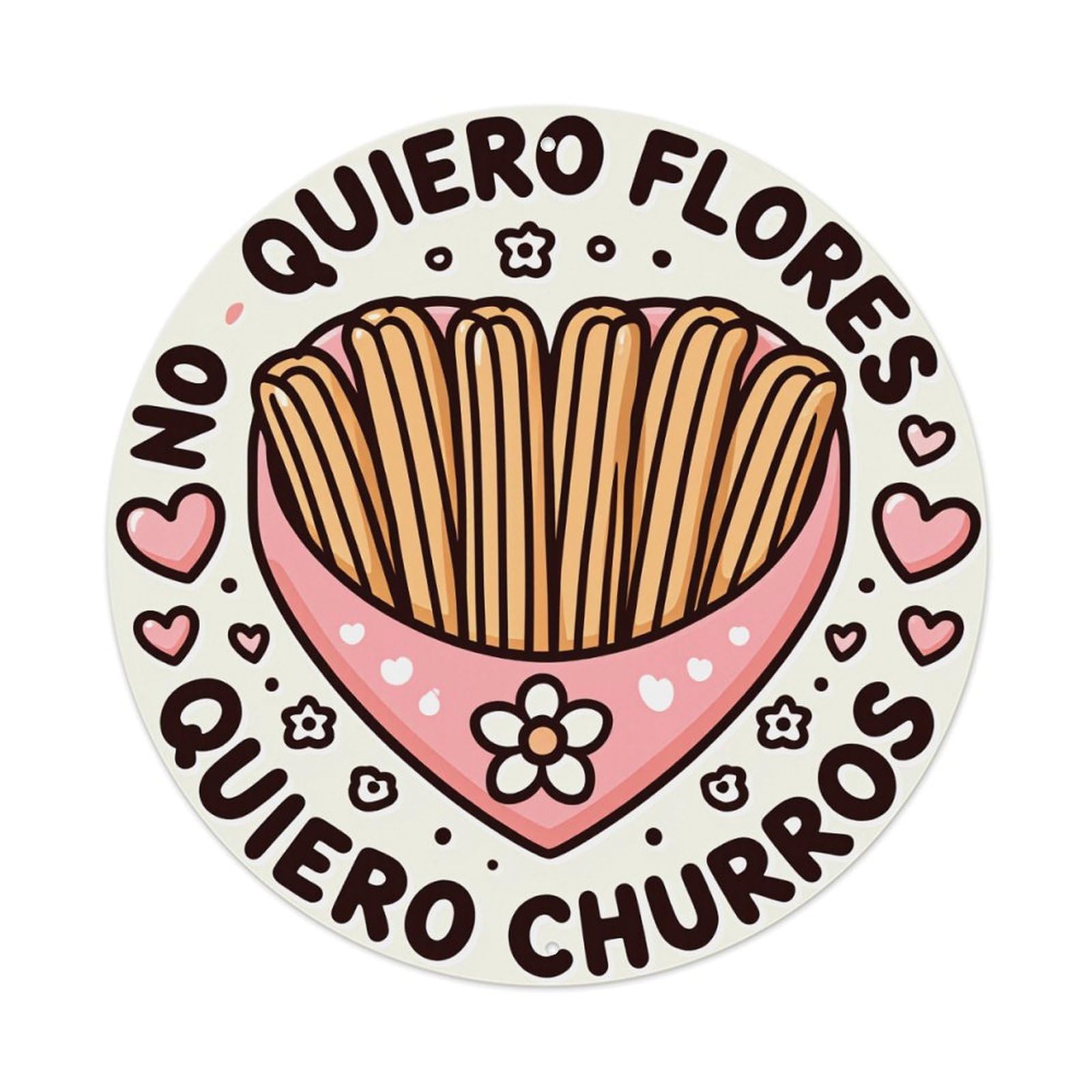 Jdfenggu Vintage Heart Shaped Churros Bowl Flowers And Hearts Pattern Retro Metal Tin Sign, Metal Poster For Bar, Home, Man Cave, Kitchen, Laundry Room Art Decor 8X8 Inch