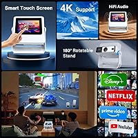 Vista 9 de Proyector portátil con pantalla táctil con WiFi6 y Bluetooth