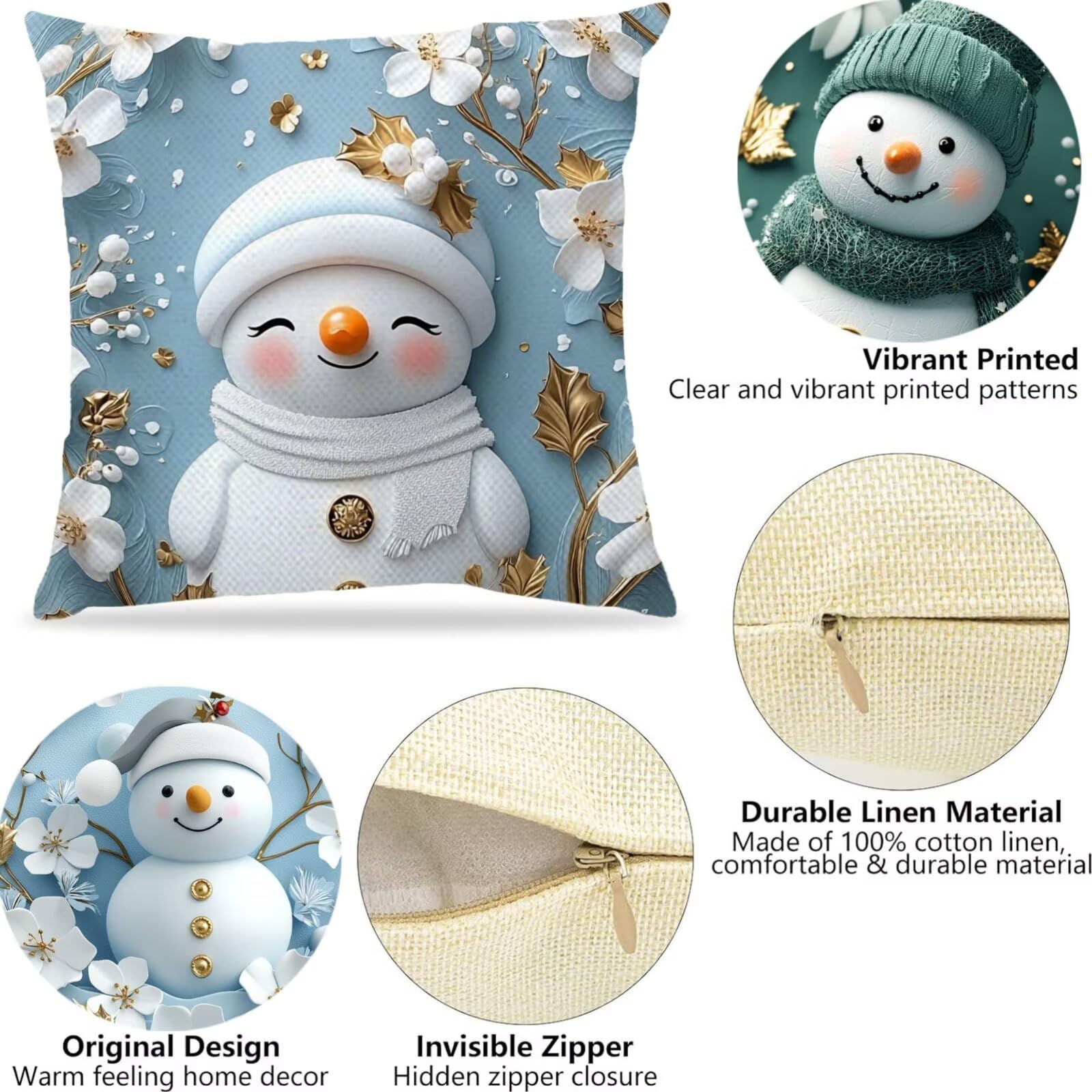 Cuscini Per Divano 50x50cm Set di 4 Cuscini da Esterno Divano Bianco Cuscino Esterno Decorativo in Piazza Estate Lino Impermeabile Cuscino Outdoor Pillowcase, Decorazione Del Giardino Fiore Y-2