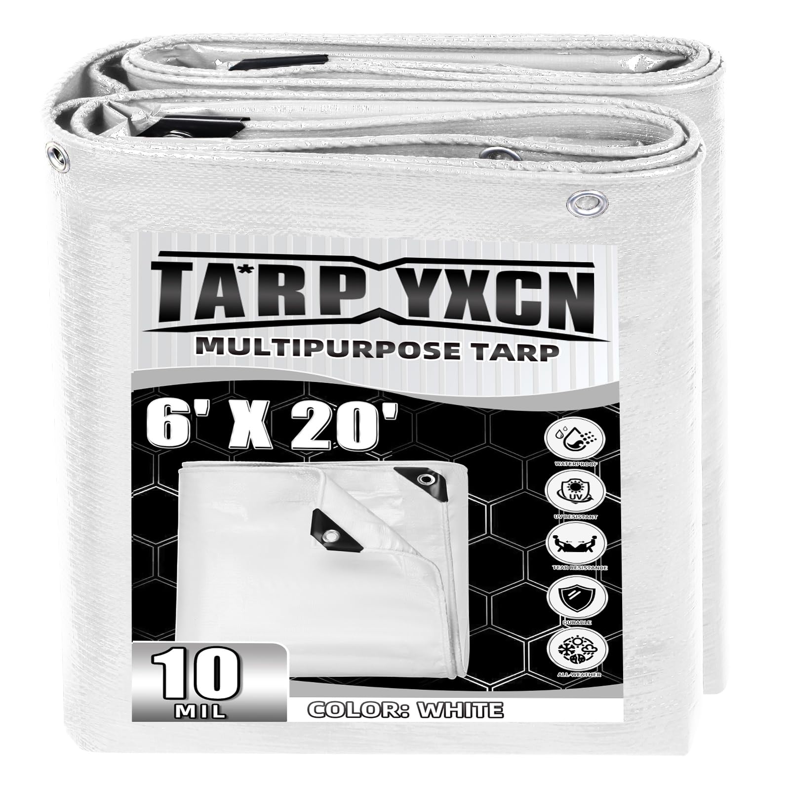 tarp　ユナイテッド　下のみ　lサイズn11 TA*RP YXCN White Tarp 6x20 Feet, 10 Mil Thick Waterproof Poly