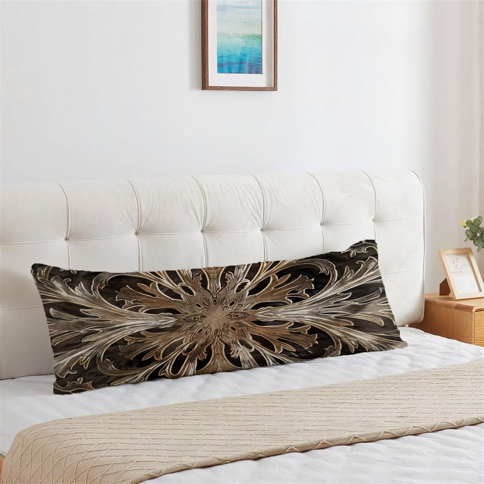 Funda de Almohada 60x180 cm Marrón Protector Almohada 90 cm Cojines Retro Lino Transpirable y Duradero Cushion Covers Pillow Case Cremallera Invisible Funda Cojines para Sofa Cama Regalos Mujer G-16