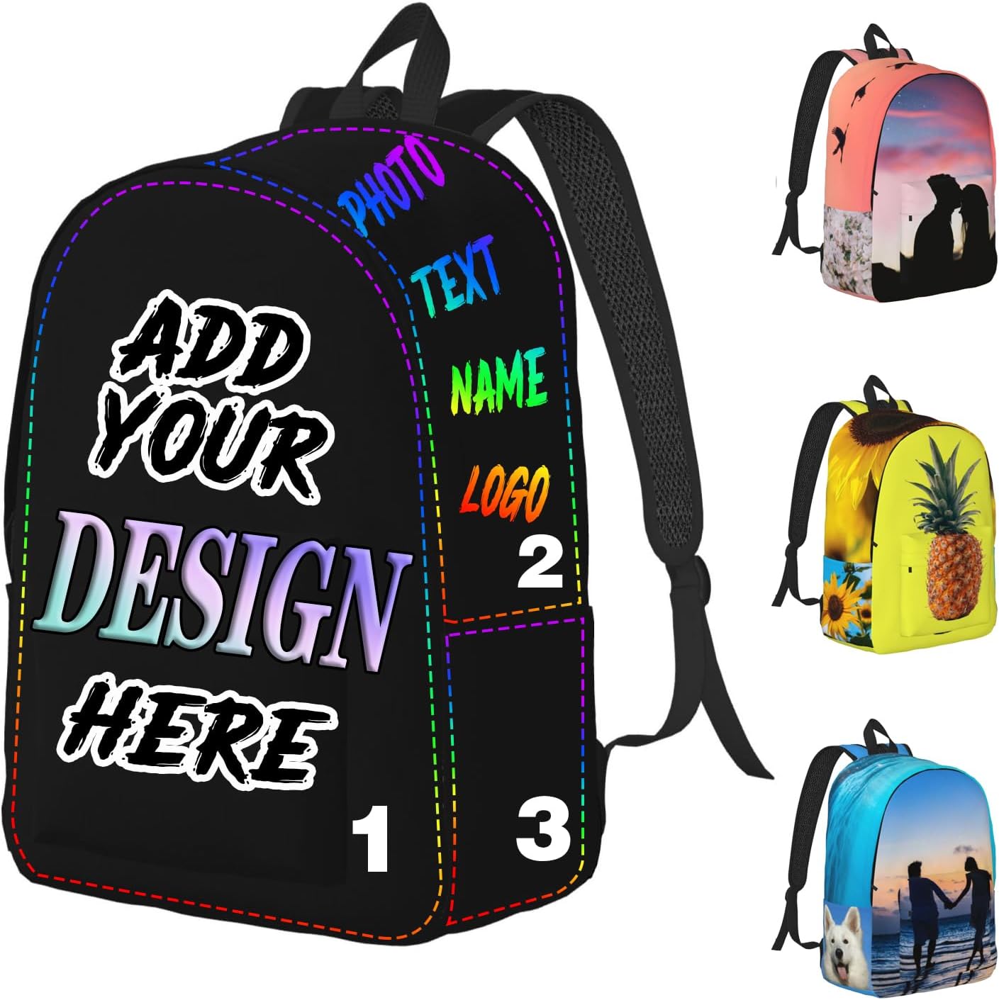 Custom Backpack Personalized Laptop Backpack Design Photo Name Text Image Casual Large Capacity for Men Women (Style 1-S)