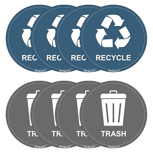 Miniatura 2 de Wisdompro Calcomanías de reciclaje para basura, paquete de 8 calcomanías redondas de 3 pulgadas, etiquetas de vinilo autoadhesivas para el hogar y