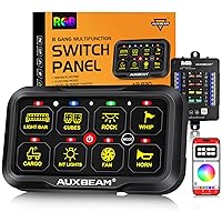 Vista 9 de Auxbeam Panel de interruptores de 6 bandas Bluetooth AR-600 RGB con botón grande, interruptor auxiliar con interruptor de palanca momentáneo