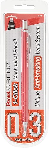 Pentel Orenz - Portaminas con punta B, 0.012 in, barril rojo