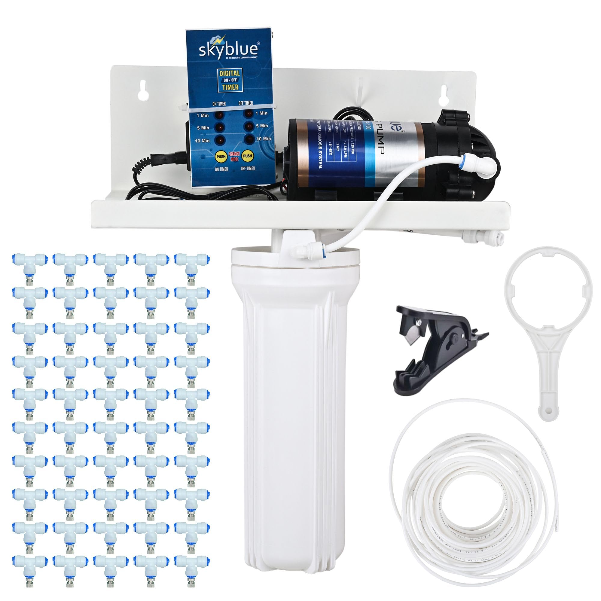 skyblue Premium Fogger Kit with 50 nozzles with 3/8" Fittings for Dairy Farms, Restaurants, Cafes and Outdoor Spaces Misting-image-14