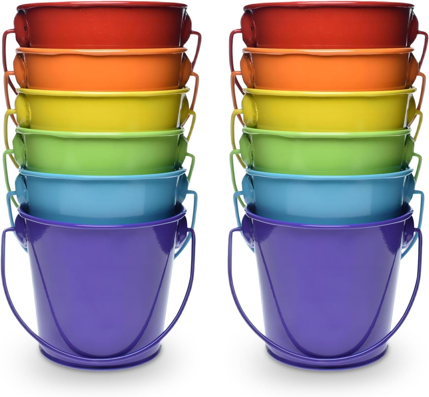 TAKMA 3.1Inch Galvanized Mini Tin Buckets 12Pcs Colored
